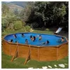 Image de Piscine hors-sol ovale en acier décor bois GRE - 610 x 375 x h120 cm - Marron
