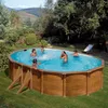 Image de GRE Piscine ovale Pacific 610 x 575 cm h 120 cm imitation bois - Marron