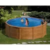 Image de GRE - Kit Piscine hors sol acier ronde imitation bois - Ø480 x H132 cm (Livrée avec filtre à sable + échelle)