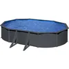 Image de GRE - Kit Piscine hors sol acier ovale grise anthracite - 527m x 327m x H: 122m (Livrée avec filtre à sable + échelle)