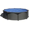 Image de GRE - Kit Piscine hors sol acier ronde grise anthracite - Ø370 x H122 (Livrée avec filtre à sable + échelle)