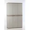 Image de Armoire haute de rangement PLASTIKEN TITANIUM - 3 portes étagères et penderie - Beige et Taupe