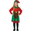 Image de Déguisement - Elfe - Fille 3/4 ans - Robe rouge verte et marron - Bonnet et ceinture inclus