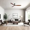 Image de ROWIND L Ventilateur de Plafond Noir/Noyer Foncé avec Lumière Ø152 cm
