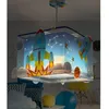 Image de Lustre suspension - DALBER - Rocket Fusée - Bleu - Double écran transparent - Motifs découpés