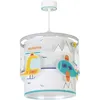 Image de Dalber - Lampe à suspension enfant - Baby Travel - Motif voiture bus avion taxi L 26 cm H 30 cm Blanc rouge vert jaune