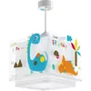 Image de Dalber - Lampe à suspension enfant - Dinos - Motif dinosaures L 24 cm H 215 cm Blanc vert jaune orange