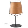 Image de Lampe à poser - FARO BARCELONA - Stood - Abat-jour bois - Structure métal noir - H71xØ27 cm