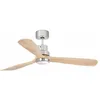 Image de Faro LANTAU Ventilateur de plafond à DEL en nickel mat et pin avec moteur à courant continu