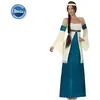 Image de Déguisement dame médiévale - ATOSA - Blanc et bleu - Robe avec manches et coiffe