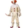 Image de Déguisement homme - ATOSA - Clown ensanglanté - Tissu satiné écru - Dentelle grise - Gros pompon rouge
