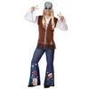 Image de Déguisement Hippie - ATOSA - Années 60 - Chemise avec Veste Frangée - Pantalon à Patte dEph - Multicolore