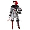 Image de Déguisement Femme Clown - ATOSA - Gris Ensanglanté - Tissu Satiné - Halloween - Adulte