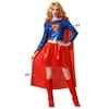 Image de Déguisement - ATOSA - Superwoman - Robe bleu et rouge - Cape rouge - Adulte