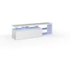 Image de Meuble TV réversible BLUE-TECH - Mélaminé blanc laqué - 1 Porte abattante - LED - Blanc brillant - L150 x P41 x H43 cm