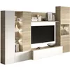 Image de ESSENCIAL Meuble TV avec LED classique blanc brillant et décor chêne - L 260 cm