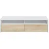 Image de Meuble TV - KIOTO - Blanc Artik / Chêne Canadien - 2 portes - 2 niches - 130 x 42 x 36 cm