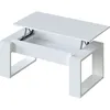 Image de Table basse relevable - Mélaminé blanc - L 105 x P 55 x H 45 cm NOVA