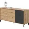 Image de Buffet 2 portes 3 tiroirs - Panneaux de particules mélaminé - Chêne et noir - BROOKLYN L 154 cm x P 41 cm x H 74 cm
