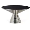 Image de Table Basse Ronde - GINER Y COLOMER - Verre Trempé - Métal Noir et Argenté - 40x76 cm