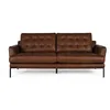 Image de Canapé 3 places en cuir vintage - GINER Y COLOMER - 200x90x83 cm - Marron - Pieds en métal bronze - Capitonnage raffiné
