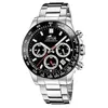 Image de Montre - LOTUS - Montre Lotus chrono acier - Étanche - Cadran noir - Bracelet acier inoxydable