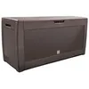 Image de VOUNOT® Coffre de jardin 310L avec poignées et roues - Malle de rangement extérieur en PP - 119x48x60cm - Style polyrotin marron