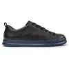 Image de CAMPER Runner - Baskets homme cuir pleine fleur noires semelle bleue lacets