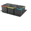 Image de Emuca Kit poubelle de tri sélectif pour tiroir de cuisine avec socle Recycle hauteur 216mm 2x12litres 2x6litres module 800mm
