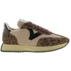 Image de Baskets en nylon imprimé animal et cuir fendu femme Victoria Cosmos - chocolate