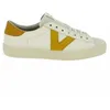 Image de Baskets Berlin Blanc Moutarde Femme - VICTORIA - Lacets - Cuir
