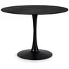 Image de CALICOSY - Table ronde avec plateau en verre imitation marbre L110 cm - ADA - Marbre noir