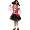 Image de Déguisement - Pirate - Tutu noir - Robe rouge et blanche - Chapeau avec bateau doré