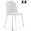 Image de Lot de 4 chaises Kana blanches pieds en métal et assise rembourrée