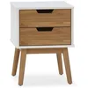 Image de Table de chevet Baku 2 tiroirs blanc-bois bois de pin massif