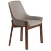 Image de Chaise rembourrée - ANGEL CERDA - Simili cuir et pieds bois de frêne - Gris - L 59 x P 60 x H 80 cm