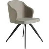 Image de Chaise rembourrée - ANGEL CERDA - Tissu et pieds acier époxy noir - Gris - L 48 x P 57 x H 82 cm