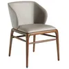 Image de Chaise rembourrée - ANGEL CERDA - Simili cuir et pieds bois de frêne - Gris - L 55 x P 60 x H 76 cm