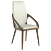 Image de Chaise rembourrée - ANGEL CERDA - Simili cuir et pieds bois de frêne - Gris - L 52 x P 62 x H 100 cm