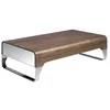 Image de Table basse rectangulaire 2 tiroirs bois noyer et acier chromé Launa