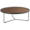 Image de Table basse ronde bois plaqué noyer et métal noir Noka