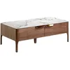 Image de Table basse rectangulaire bois noyer - AC ANGEL CERDÁ - Mykal - Marbre céramique blanc - Contemporain - Design