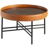 Image de Table basse ronde en simili cuir noyer et acier noir 2058 - ANGEL CERDÁ