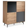 Image de Bahut 4 portes bois noyer et verre miroir anthracite Kazy