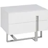 Image de Chevet design bois laqué blanc et pieds acier chromé Dezina