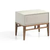 Image de Table de chevet en MDF laqué brume brillant et structure et pieds en bois plaqué noyer - 60 x 40 x 50 cm - 7035 ANGEL CERDA