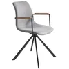 Image de Chaise rembourrée - Pivotante - ANGEL CERDA - Tissu et pieds acier noir - Gris - L 50 x P 62 x H 85 cm