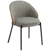 Image de Chaise rembourrée - ANGEL CERDA - Tissu / Dossier placage noyer et pieds acier noir - Gris - L 54 x P 54 x H 75 cm