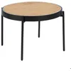 Image de Table basse ronde en rotin bois noir et acier noir 2111 - ANGEL CERDÁ
