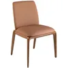 Image de Chaise rembourrée - ANGEL CERDA - Simili éco-cuir et pieds bois de frêne - Marron - L 52 x P 60 x H 83 cm